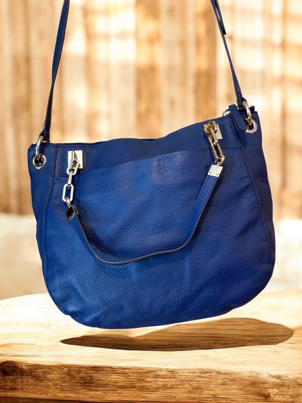 Henri Bendel Navy Blue Pebbled Leather SoHo Crossbody Handbag - Picture 4 of 14